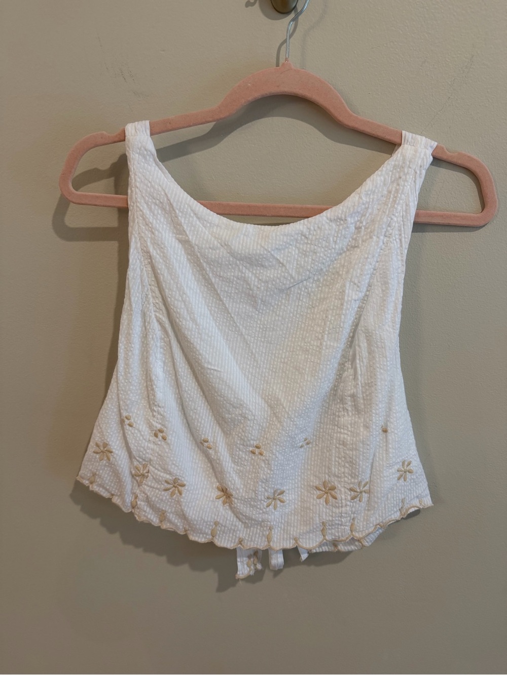 Free People White Embroidered Sleeveless Women’s Top